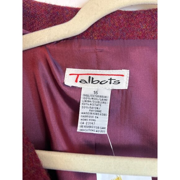 NWT Talbots 100% Wool Blazer Jacket Cranberry Crest Buttons Made in USA 16 - Picture 12 of 16